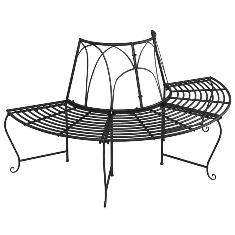 Ławka pod drzewo vidaxl 318825 czarny 1 szt