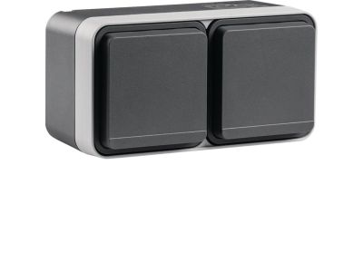 Gniazdo z/u 2P+Z 2-kr poziome, 4 wejścia, kompletne, IP55, szary, W.1 | 6768823515 Hager