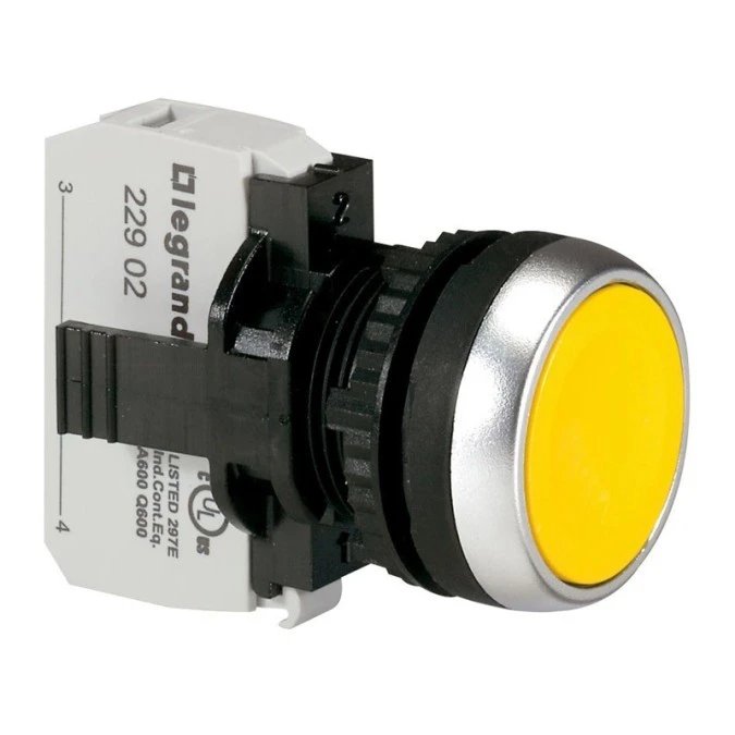 OSMOZ Przycisk sterowniczy kompletny płaski 22mm żółty bez podświetlenia 1Z 023704