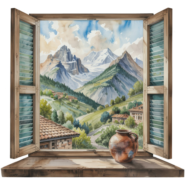 Wyrwa w ścianie drewniane okiennice naklejka 3D 80×74 966849