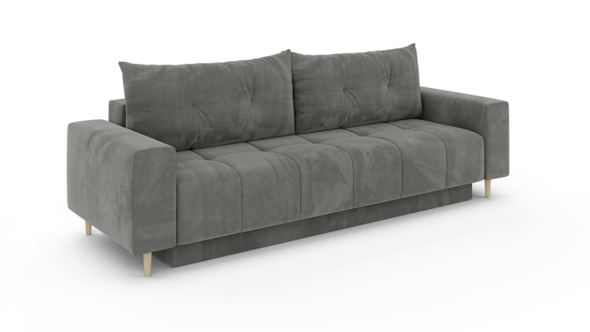 Wygodna kanapa z funkcją spania SANTI szara sofa rozkładana do salonu 373697