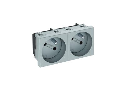 Gniazdo podwójne 33st, NF, 250V, 10/16A, PC, aluminium lakierowane STD-F3 AL2 | 6120252 Obo Bettermann