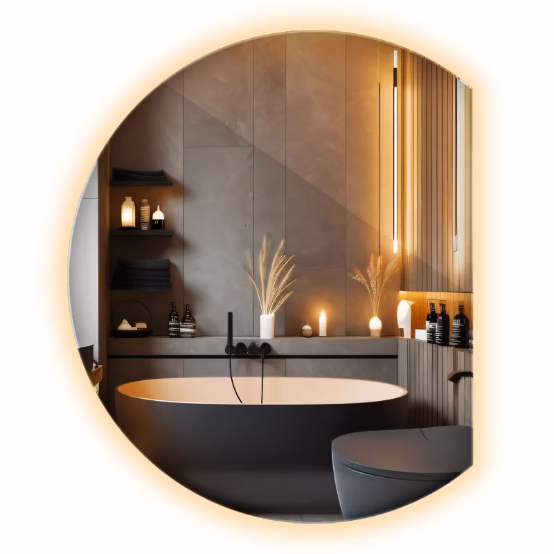 Łazienkowe Ledowe Lustro Wallfluent 70 x 80 cm Podświetlane z ciepłym światłem 1 szt.