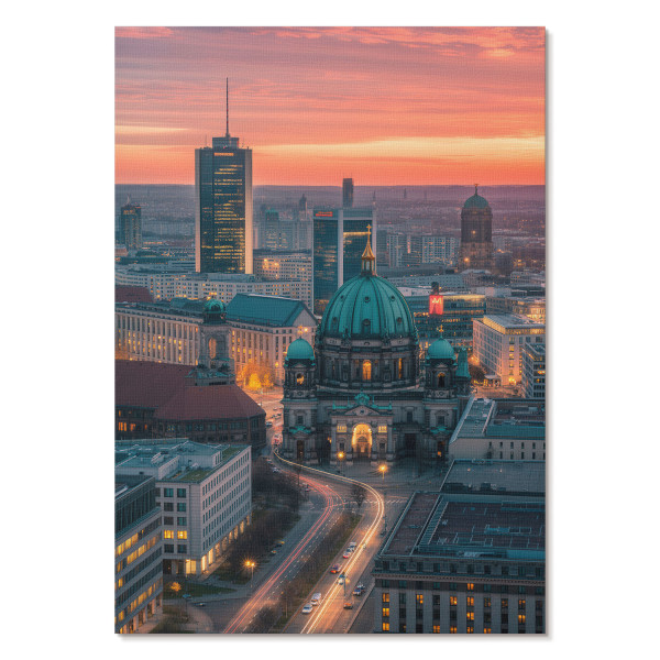 Wydruki na płótnie A1 Nowoczesne miasto wieczorem ciepła iluminacja 1007221