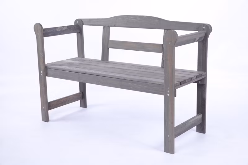 Ławka ogrodowa drewniana MODO24 z oparciem z pokrowcem czarnym dwuosobowa 78 x 118 x 46 cm impregnowana szara 1 szt.