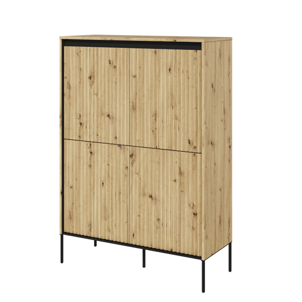 Wysoka komoda czterodrzwiowa TREND dąb artisan z oświetleniem LED 800777