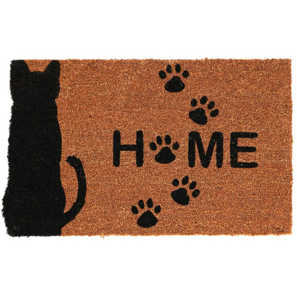 Wycieraczka kot z włókna kokosowego brązowa czarna 75×45 cm zewnętrzna 946609