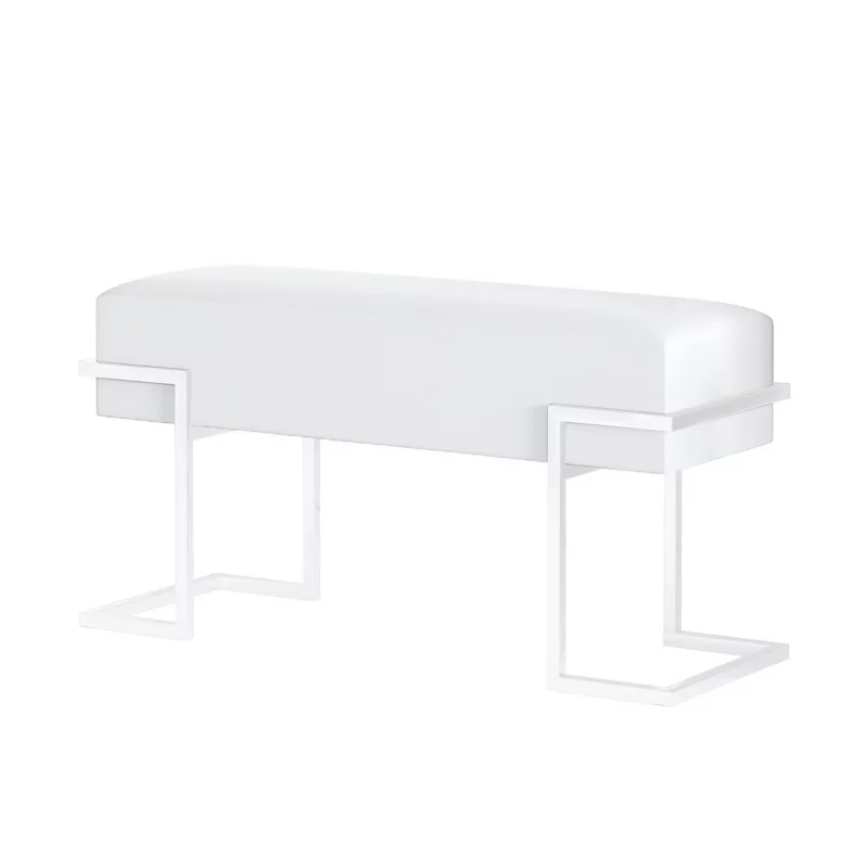 Ławka tapicerowana Bettso Cely 80 cm do przedpokoju na białym stelażu biały ecru 1szt.