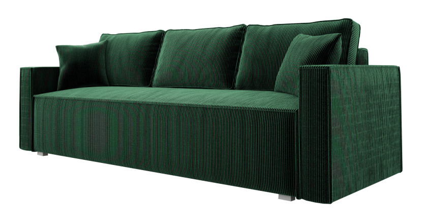 Wygodna sofa rozkładana do salonu NOEMI butelkowa zieleń z pojemnikiem 519858