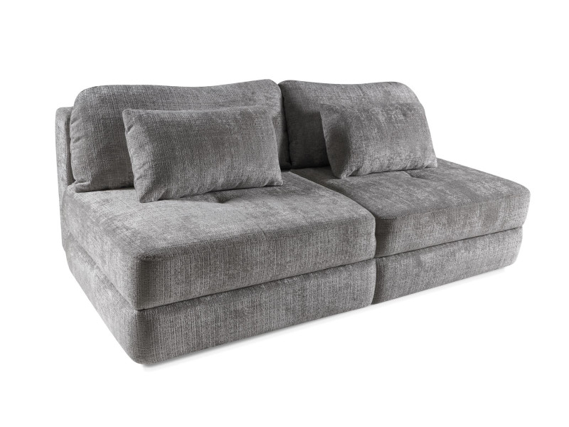 Wygodna rozkładana sofa RAMARO szara z dużą powierzchnią spania 656660