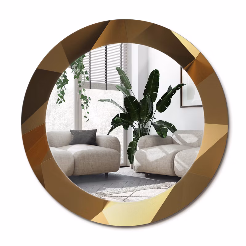 Łazienkowe lustro z ramą Wallfluent fi50 cm Geometryczny wzór 1 szt.