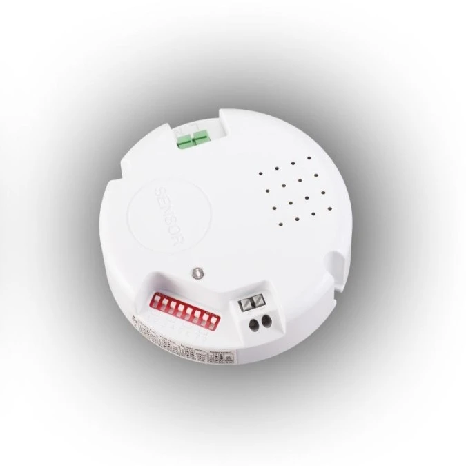 Czujnik ruchu mikrofalowy 230V z zasilaczem stałoprądowym 28‑52V DC / 300mA IP20 Zasięg sciana do 15m sufit do 8m
