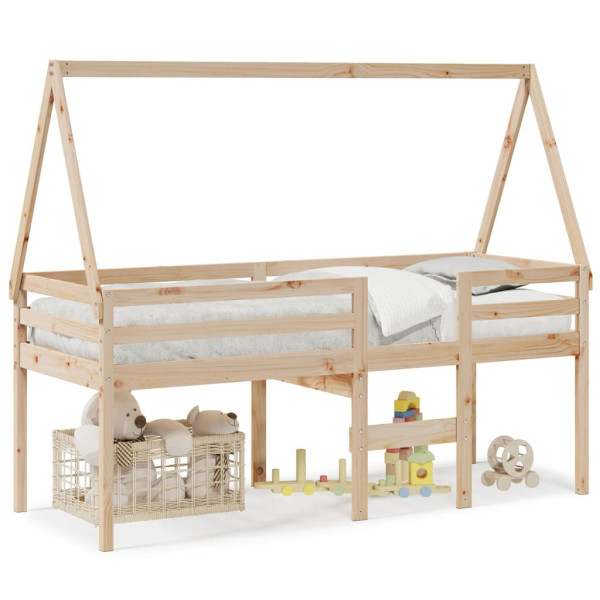Wysokie łóżko z dachem 75×190 cm lite drewno sosnowe 480630