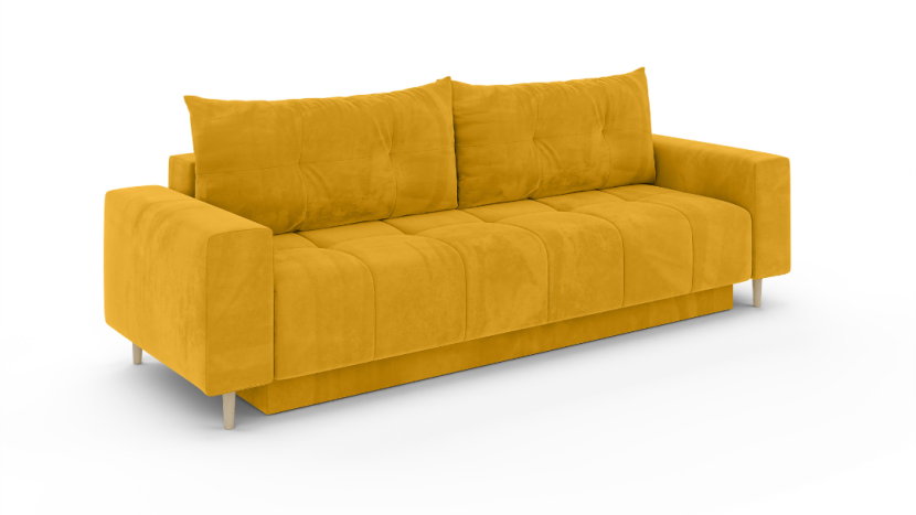 Wygodna kanapa z funkcją spania SANTI żółta sofa rozkładana do salonu 373693