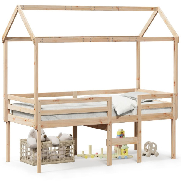 Wysokie łóżko z dachem 75×190 cm lite drewno sosnowe 480608