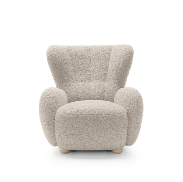 Wygodny fotel TEDDY beżowy w tkaninie boucle 748586