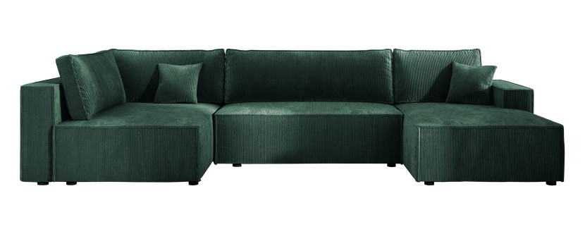 Wygodna sofa narożna w kształcie U COBRA XL butelkowa zieleń sprężyny lewa 569071