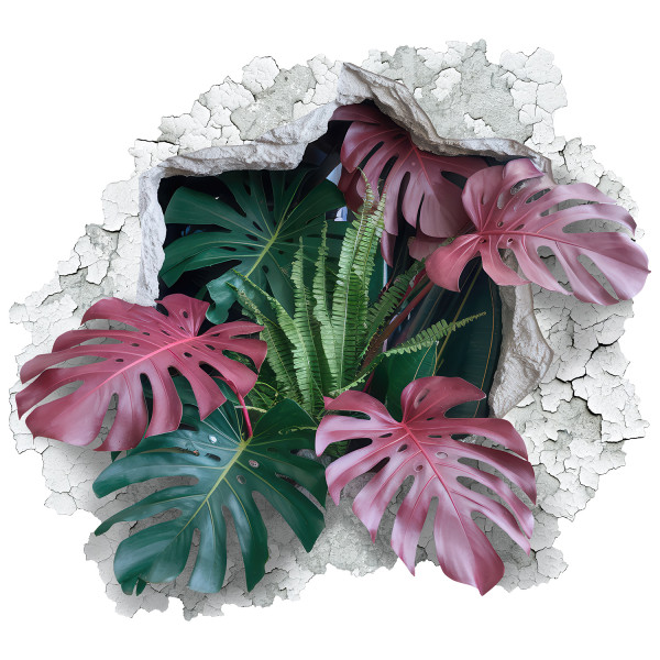 Wyrwa w ścianie zielony widok naklejka dziura 3D 100×91 966907