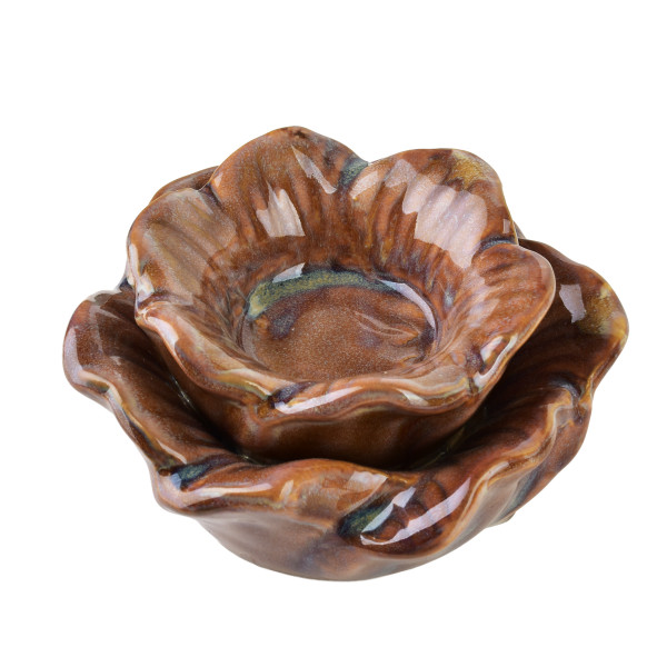 YARINE Świecznik Kwiat 11x11x6cm beżowy 840216
