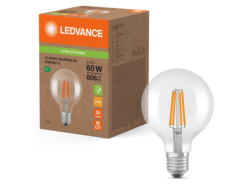 Żarówka dekoracyjna LED E27 3,8W z ciepłą barwą światła 474455