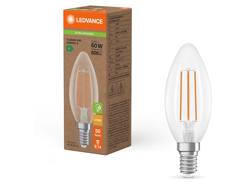 Żarówka LED Świeczka E14 3,8W z ciepłą barwą światła 474460