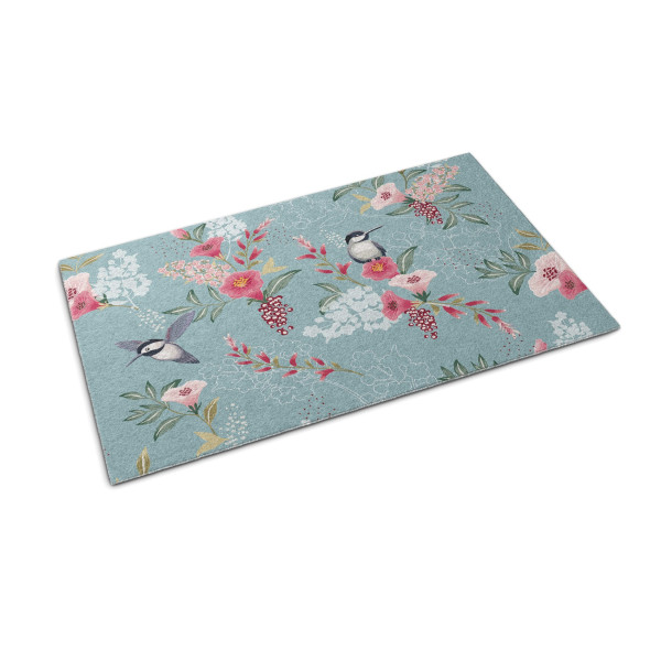 Wycieraczka pod drzwi 90×60 Ptaki Kwiaty wiosenny motyw Tulup 1023929
