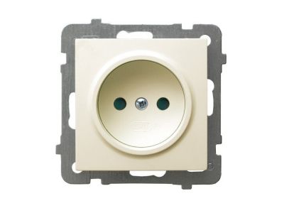 Gniazdo pojedyncze z przesłonami torów prądowych GP-1GP/m/27 ecru, As | GP-1GP/m/27 Ospel