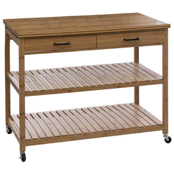 Wyspa kuchenna na kółkach, bambus, 108 x 60 x 90 cm 96100