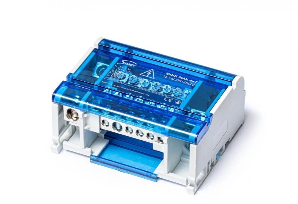 Czterobiegunowy modułowy blok rozdzielczy 4x(5x6mm² 1x25mm² 1x35mm²) na szynę TS35 ShNK MAX 4×7 85148002
