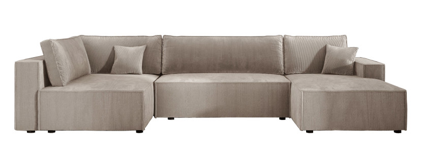 Wygodna sofa narożna U- kształtna COBRA XL na sprężynach beżowa lewa 569110