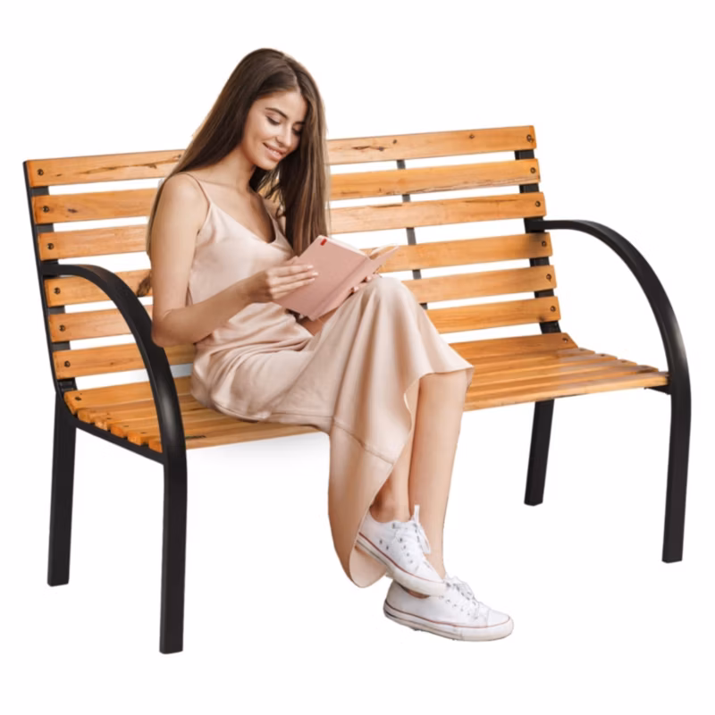 Ławka Ogrodowa Gogarden Drewniana Brązowa Z Oparciem Cedrowa Metalowa 122 Cm 1 Szt.