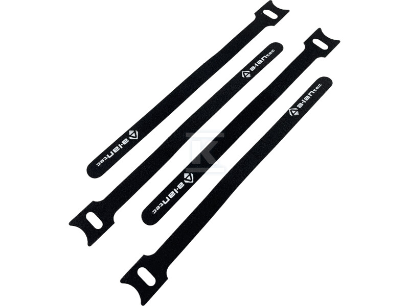 Opaska rzepowa do kabli z oczkiem, długość 200mm, szer.12 mm, czarny (opak. 10 szt.) ALANTEC NI046-BK