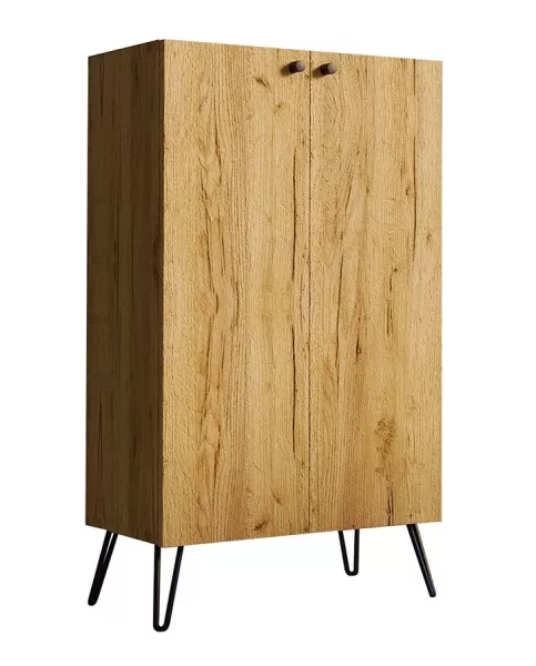Wysoka komoda z półkami w stylu loft dąb craft – Luren 692050