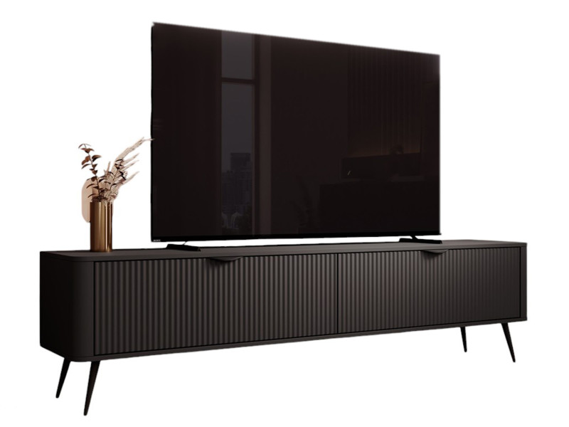Wysoki stolik pod telewizor ryflowany BELLO czarny 750834