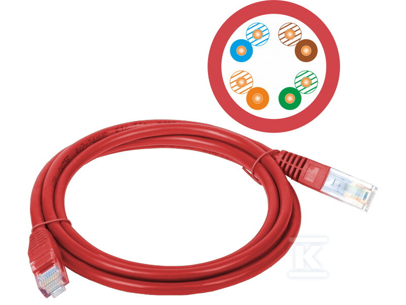 Patch-cord U/UTP kat.5e PVC 0.5m czerwony ALANTEC KKU5CZE0.5