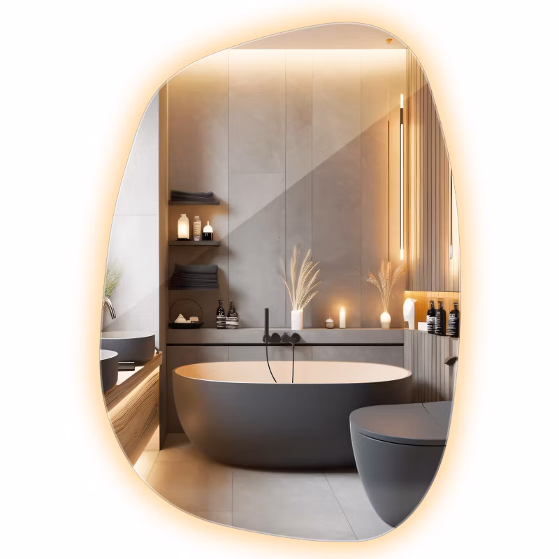 Łazienkowe Lustro LED Wallfluent 49 x 34 cm Nowoczesne Loftowe Ciepłe Światło 1 szt.