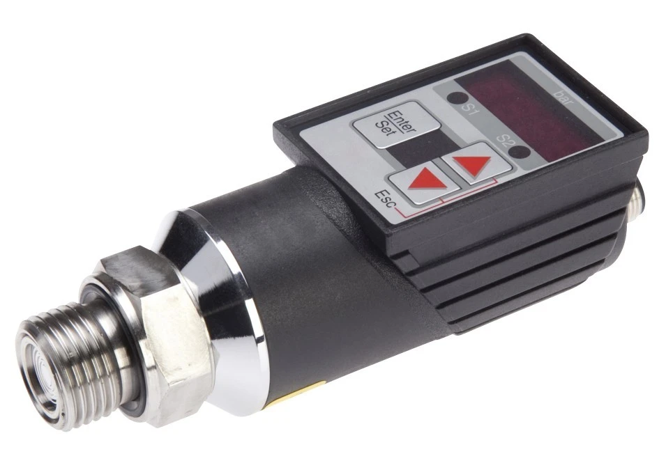 Czujnik ciśnienia śr: 38mm dł: 122mm 0‑10bar 12‑32VDC G1/2 cala 2xPNP NC/NO złącze wtykowe M12 4‑PIN IP65 DW34311D