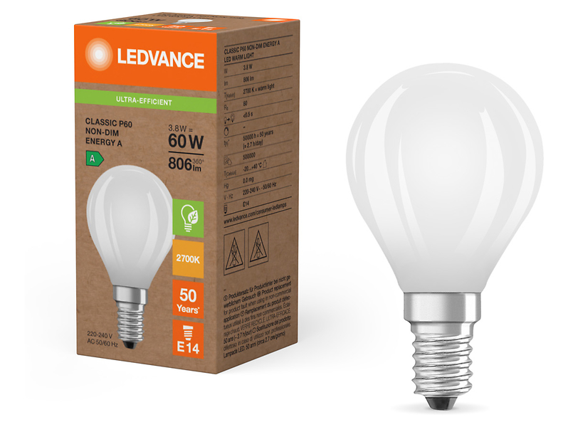 Żarówka LED Kulka E14 3,8W z ciepłą barwą światła 474465