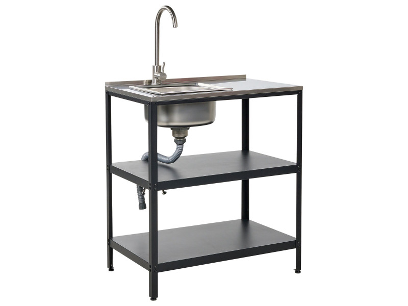 Wyspa kuchenna ogrodowa 2 półki czarna 80x50x92 327113