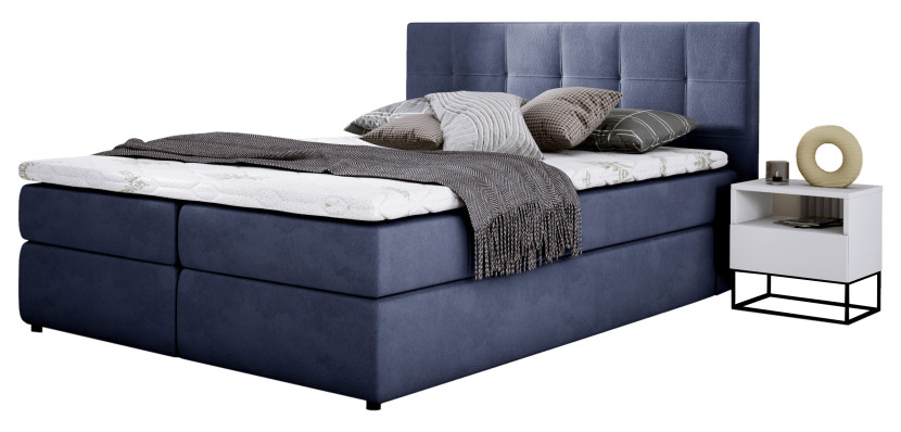 Wygodne łoże do sypialni typu boxspring MALMO 140 x 200 cm niebieskie 648750