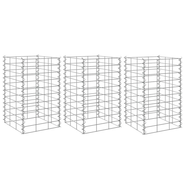 Wysokie donice gabionowe 3 szt. 30x30x50 cm żelazo 959088