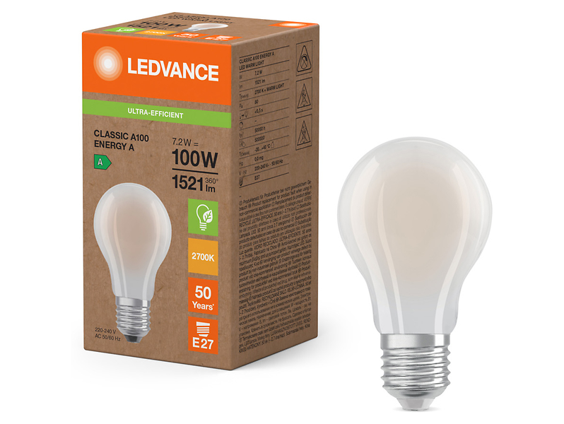 Żarówka LED Bańka E27 7,2W z ciepłą barwą światła 474446