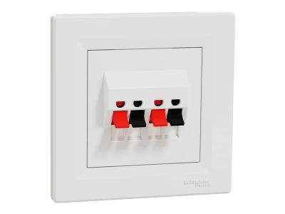 Gniazdo głośnikowe podwójne z ramką białe, Asfora | EPH5700121 Schneider Electric