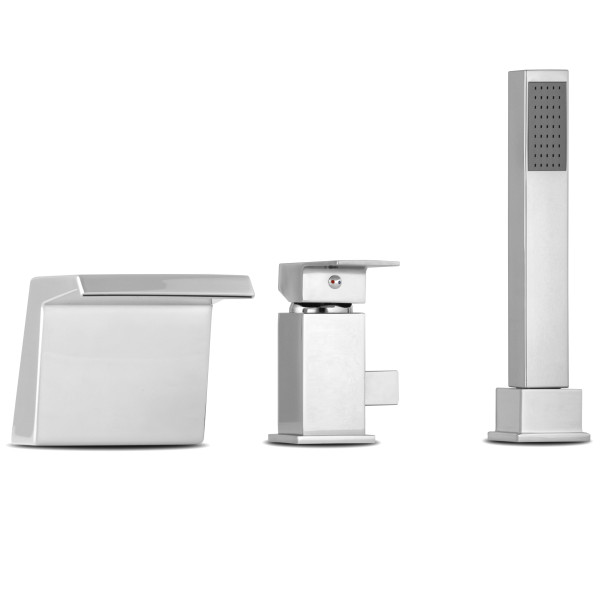 Yoka Home Bateria wannowa 3-otworowa TRIO chrom z efektem wodospadu 1005445