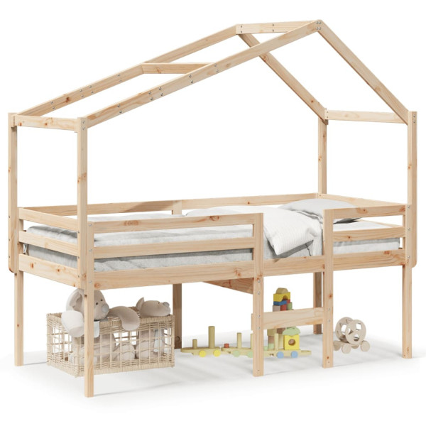 Wysokie łóżko z dachem 90×200 cm lite drewno sosnowe 480638